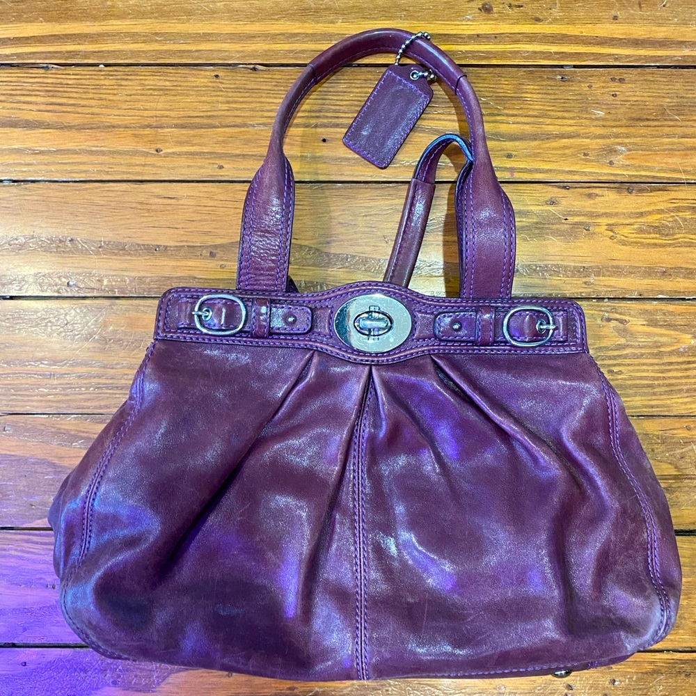 Wine-colored Coach handbag